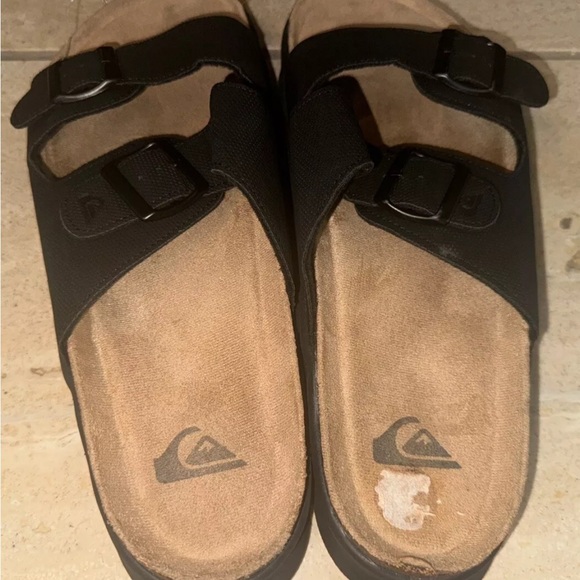 QUIKSILVER 2 Pairs Sandals/Slides Black Size 11 *Used Once* - Picture 4 of 11